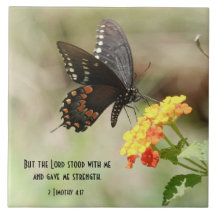 Butterfly on Wildflowers w/ Scripture Verse