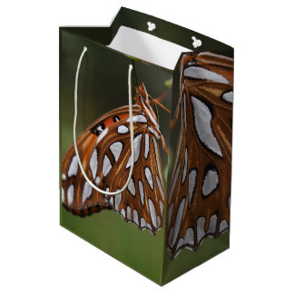 Butterfly Orange and White Spotted Green Photo Medium Gift Bag