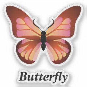 Butterfly Orange Pink Black