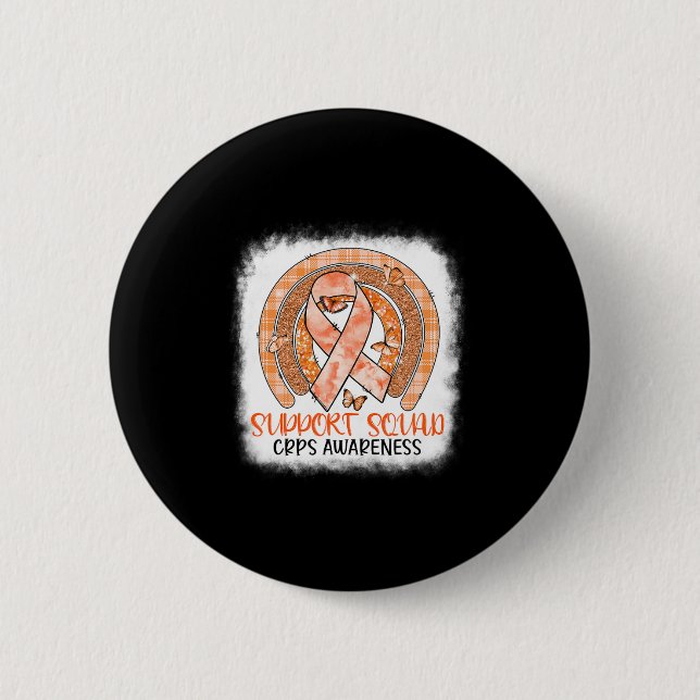 Butterfly Orange Rainbow Support Squad Crps Awaren 2 Inch Round Button (Front)