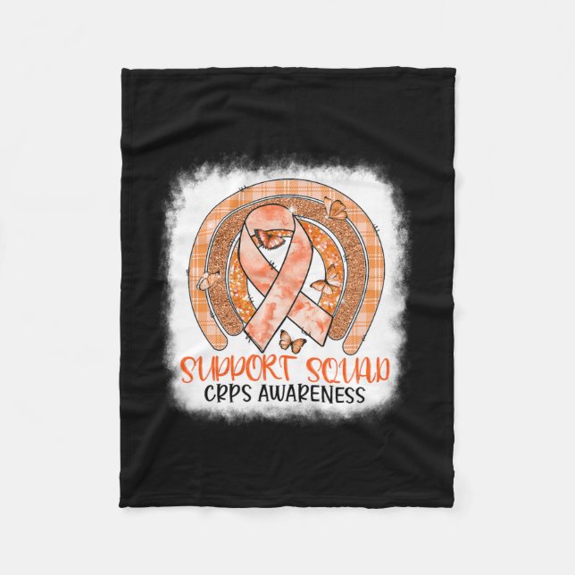 Butterfly Orange Rainbow Support Squad Crps Awaren Fleece Blanket (Front)