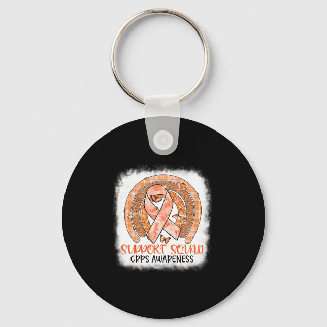 Butterfly Orange Rainbow Support Squad Crps Awaren Keychain (Front)