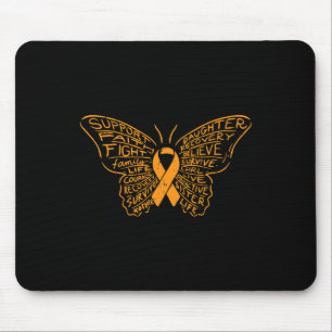 Butterfly Orange Ribbon Cancer Leukaemia Awareness Mouse Pad