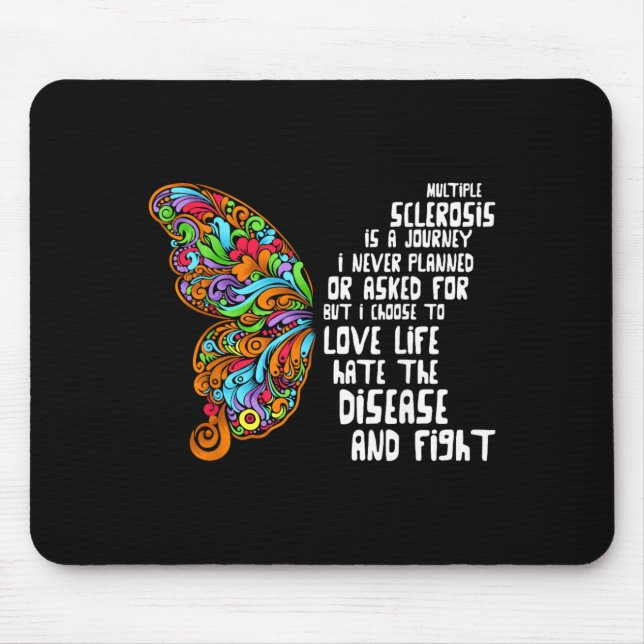 Butterfly Orange Ribbon Multiple Sclerosis Mouse Pad (Front)