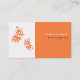Butterfly Orange & White Elegant Modern Simple Business Card