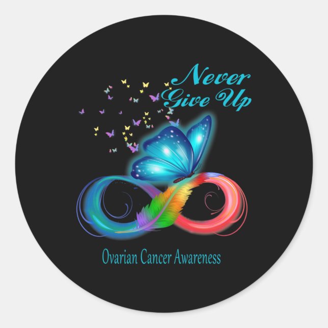 Butterfly Ovarian Cancer Awareness  Classic Round Sticker (Front)