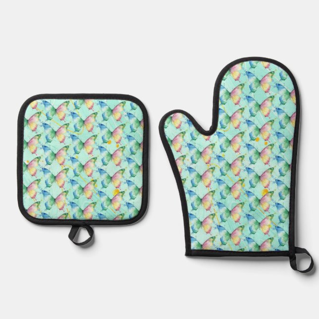 Butterfly Oven Mitt & Pot Holder Set (Front)