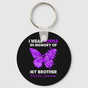Butterfly Overdose Awareness I Wear Purple For My  Keychain