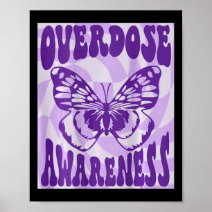 Butterfly Overdose Awareness Purple Ribbon Poster