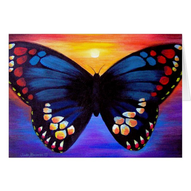 Butterfly Painting Black And Blue Art Card (Front Horizontal)