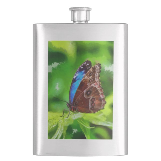 Butterfly painting hip flask (Front)