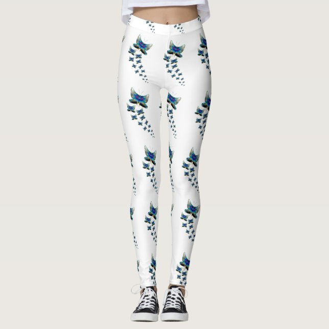 Butterfly Parade Leggings Vivid Blue Flight (Front)