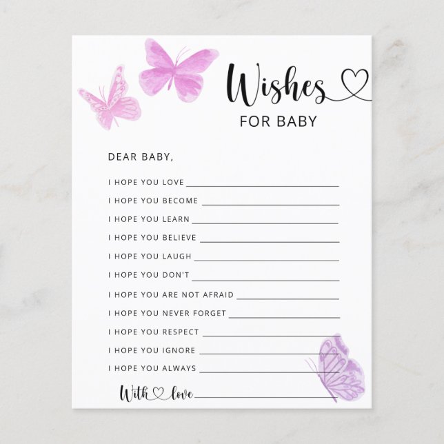 Butterfly - Party game | wishes for baby (Front)