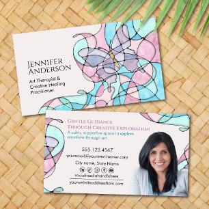 Butterfly Pastel Watercolor Art Therapist Business Card