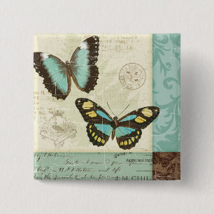Butterfly Patchwork 2 Inch Square Button
