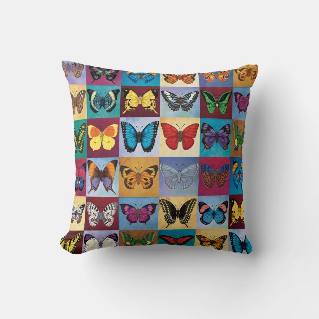 Butterfly Patchwork Throw Pillow (Front)