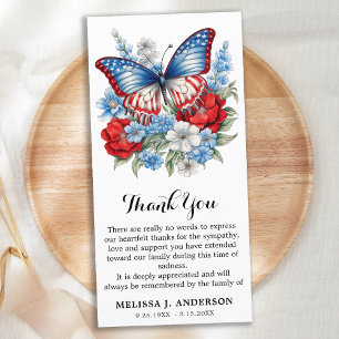 Butterfly Patriotic Funeral Memorial Sympathy Thank You Card