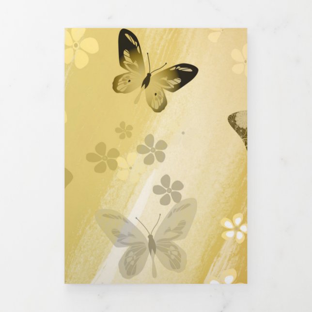 Butterfly Pattern 10 Tri-Fold Holiday Card (Cover)