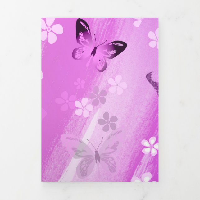 Butterfly Pattern 12 Tri-Fold Holiday Card (Cover)