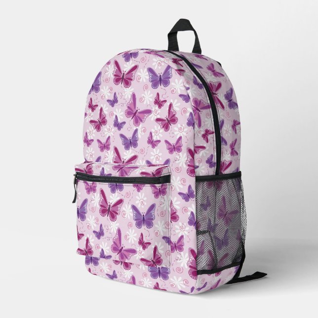 butterfly pattern 2 printed backpack (Back Corner Right)