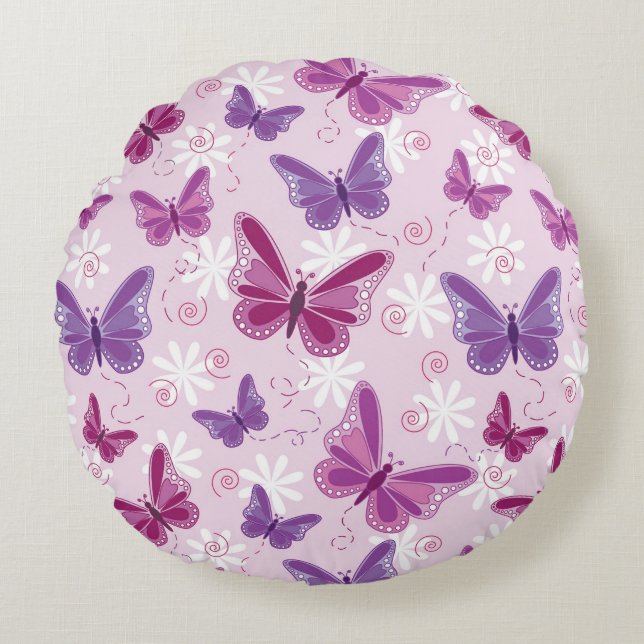 butterfly pattern 2 round pillow (Front)