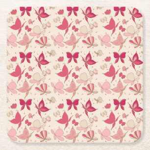 butterfly pattern 3 square paper coaster