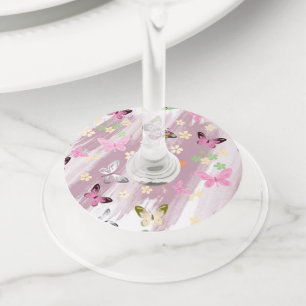 Butterfly Pattern 7 Wine Glass Tag