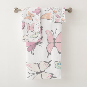Butterfly Pattern Bath Towel Set