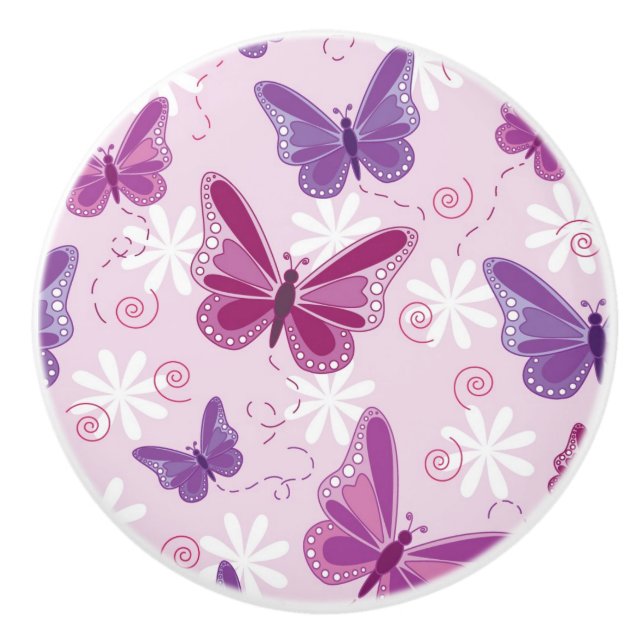 butterfly pattern ceramic knob (Front)