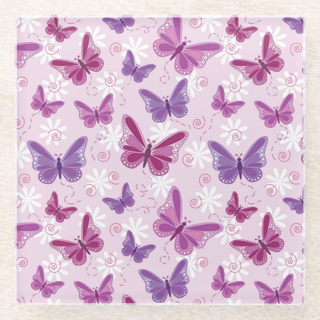 butterfly pattern glass coaster (Front)