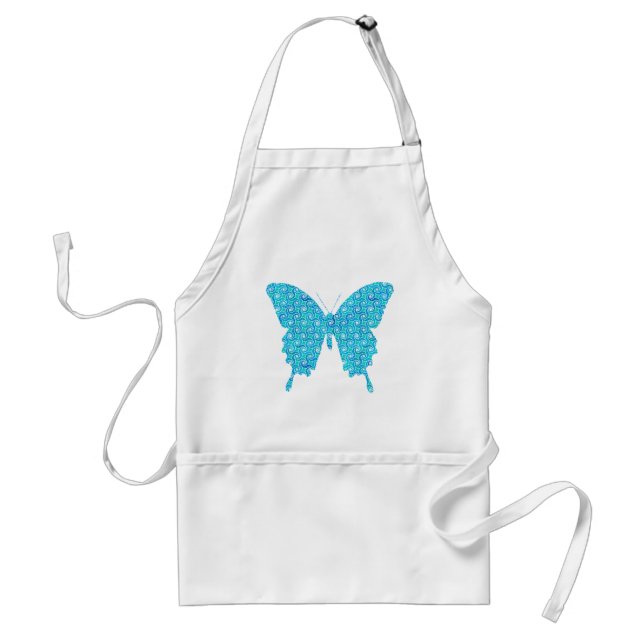Butterfly, pattern in blue, turquoise, white standard apron (Front)