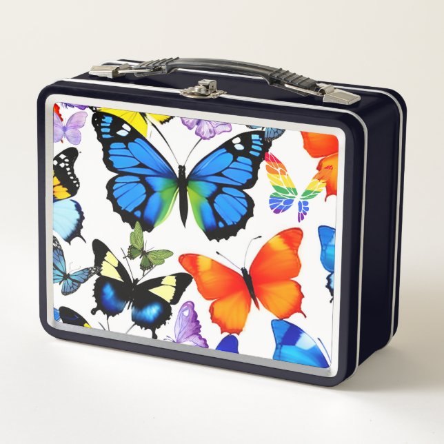 Butterfly pattern metal lunch box (Front)