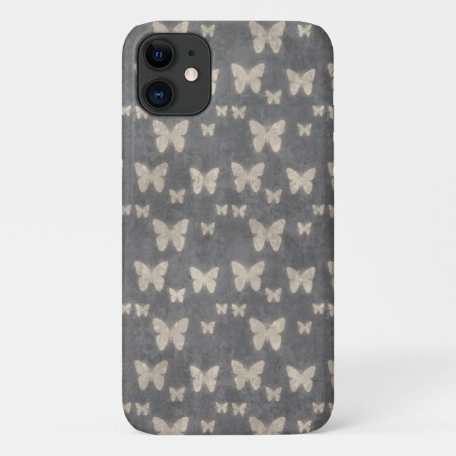 Butterfly Pattern, Pattern Of Butterflies, Grey Case-Mate iPhone Case (Back)