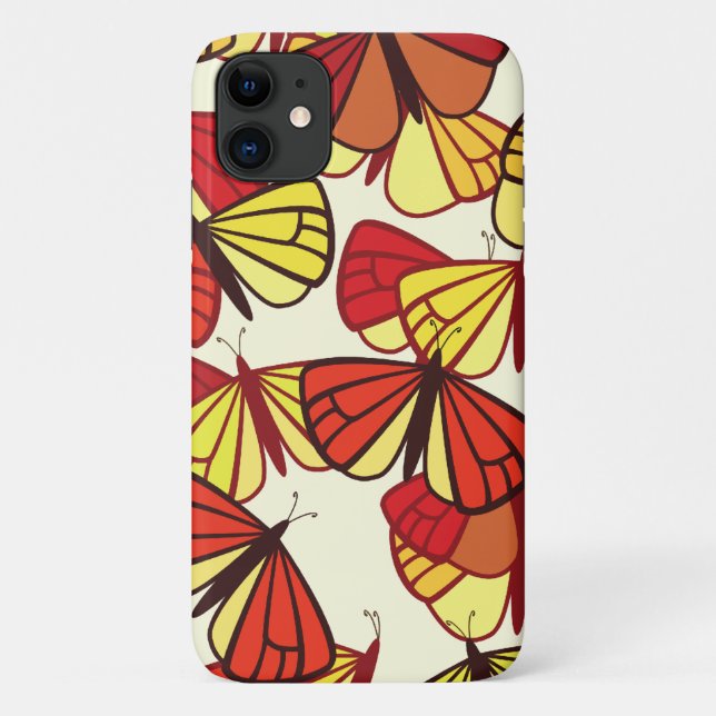 Butterfly Pattern, Pattern Of Butterflies, Red Case-Mate iPhone Case (Back)