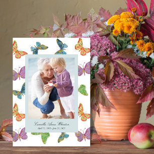 Butterfly Pattern Photo Memorial Folded Program