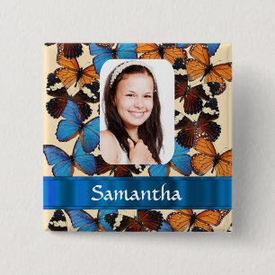 Butterfly pattern photo template 2 inch square button