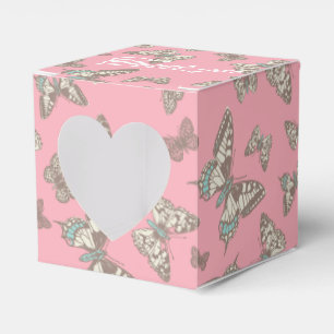 Butterfly pattern pink thank you wedding favour bo favor box