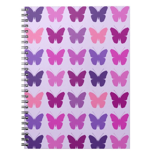 Butterfly Pattern Pinks Purples Mauves Notebook (Front)