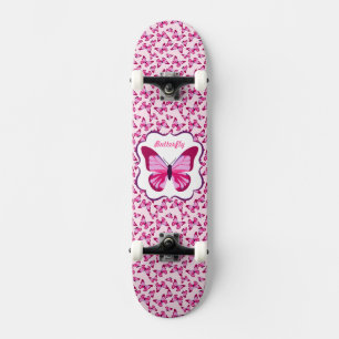 Butterfly Pattern Pretty Pink Purple Skateboard