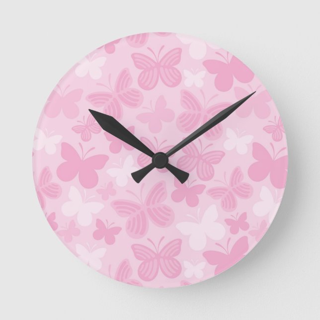 Butterfly pattern round clock (Front)