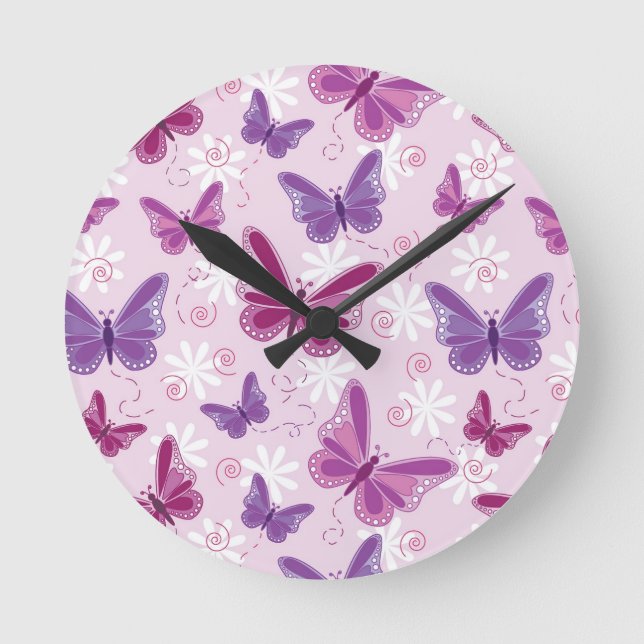 butterfly pattern round clock (Front)