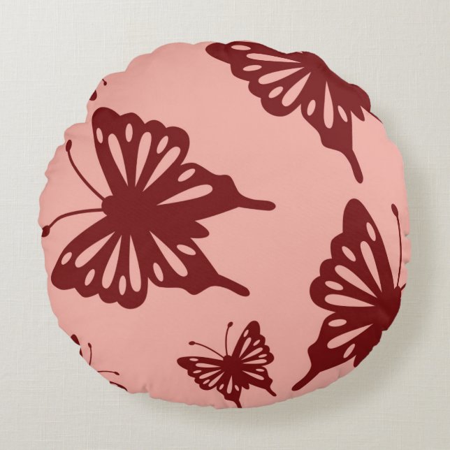 butterfly pattern round pillow (Front)
