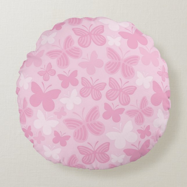 Butterfly pattern round pillow (Front)