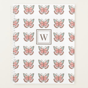 Butterfly Pattern Simple Pink Monogram Planner