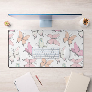 Butterfly Pattern soft colours Desk Mat