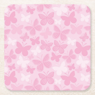 Butterfly pattern square paper coaster