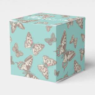 Butterfly pattern teal thank you wedding favour bo favor box