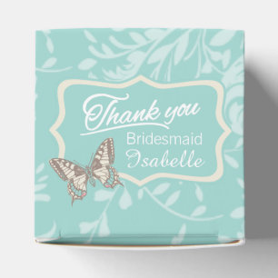 Butterfly pattern teal thank you wedding favour bo favor box