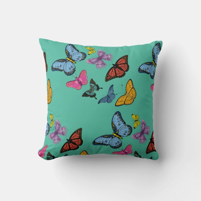 Butterfly pattern texture throw pillow (Front)