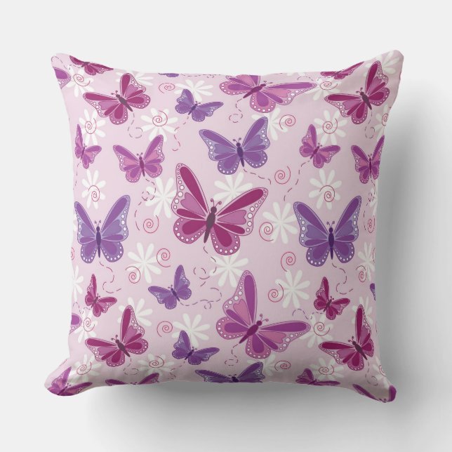 butterfly pattern throw pillow (Front)